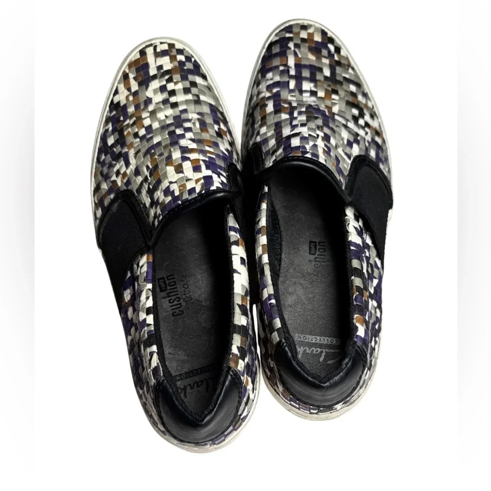 Clarks Gosling Step Loafers multicolored slip-on shoe woven textile design 8.5